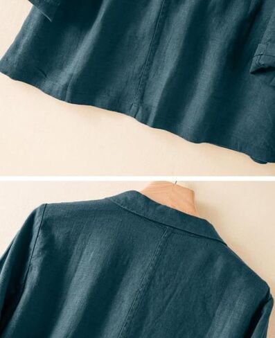 Women's Linen Blazer Jacket 2025 Lightweight Button Lapel Casual Long Sleeve Work Office Summer Jackets in Saudi Arabia