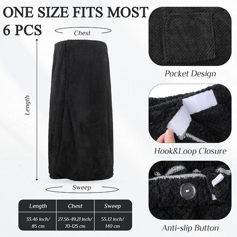 Tigeen 6 Pcs Bath Wraps for Women Waffle Spa Robe Adjustable Closure Elastic Top Lightweight Towel Dress (Gray) in Saudi Arabia
