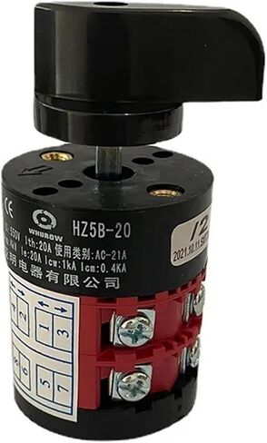 Electric 3 Position HZ5B-20/2 Red Body Combination Changeover Rotary Cam Switch 20A 2 Poles 8 Terminals Silver Contact in Saudi Arabia