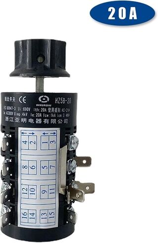 20A Six Position Changeover Rotary Cam Switch 4 Levels Silver Contact 16 Terminals Star Handle HZ5B-20/4-3-1 in Saudi Arabia