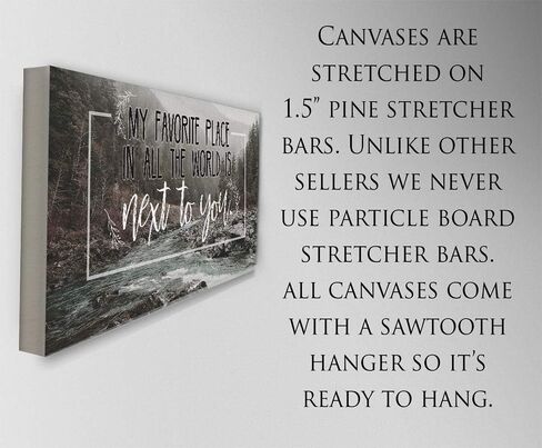 My Favorite Place in All the World is Next to You - Romantic Masters Bedroom Decor, Above Bed Wall Hanging Display, Great Wedding and Anniversary Gift, River Nature Artwork 18x36 Stretched Canvas Art in Saudi Arabia