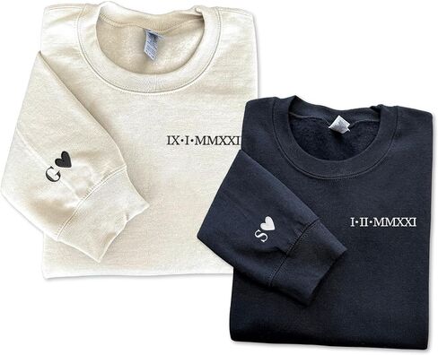 Custom Embroidered Roman Numeral Hoodies - Matching Hoodies for Couples with Initial Heart, Gifts for Boyfriend in Saudi Arabia