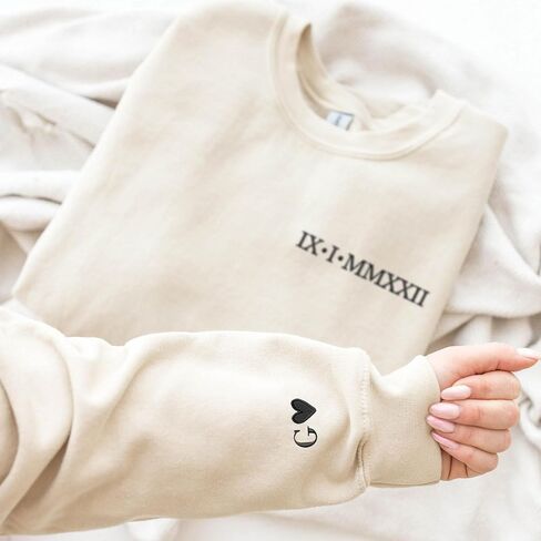 Custom Embroidered Roman Numeral Hoodies - Matching Hoodies for Couples with Initial Heart, Gifts for Boyfriend in Saudi Arabia