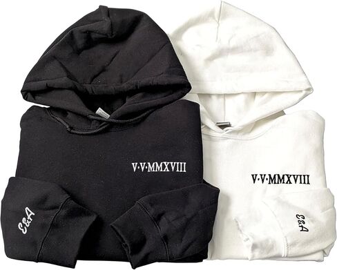 Custom Embroidered Roman Numeral Hoodies - Matching Hoodies for Couples with Initial Heart, Gifts for Boyfriend in Saudi Arabia