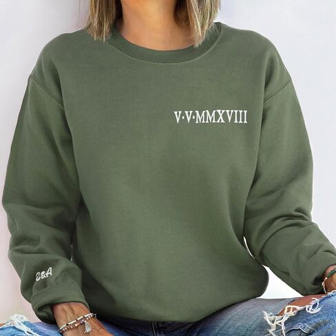 Custom Embroidered Roman Numeral Hoodies - Matching Hoodies for Couples with Initial Heart, Gifts for Boyfriend in Saudi Arabia