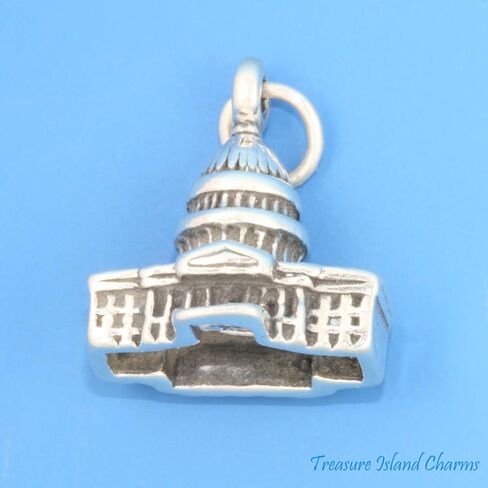 The United States Capitol Building Washington DC 3D 925 Solid Sterling Silver Charm Dangle Pendant Bracelet Crafting in Saudi Arabia
