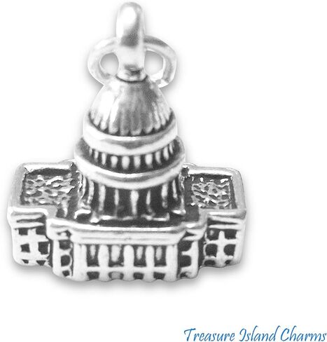 The United States Capitol Building Washington DC 3D 925 Solid Sterling Silver Charm Dangle Pendant Bracelet Crafting in Saudi Arabia