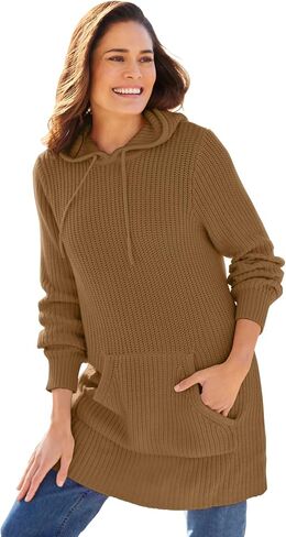 Woman Within Plus Size Shaker Sweater Pullover Hoodie in Saudi Arabia