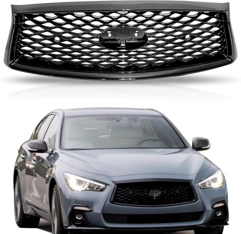 لعام 2014 2015 2016 2017 Infiniti Q50 Front Pumper Grille Grille Grille Grille Mesh Mesh Grill W/Hole 623104HB1B in Kuwait