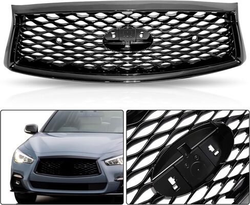 لعام 2014 2015 2016 2017 Infiniti Q50 Front Pumper Grille Grille Grille Grille Mesh Mesh Grill W/Hole 623104HB1B in Kuwait