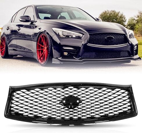 لعام 2014 2015 2016 2017 Infiniti Q50 Front Pumper Grille Grille Grille Grille Mesh Mesh Grill W/Hole 623104HB1B in Kuwait