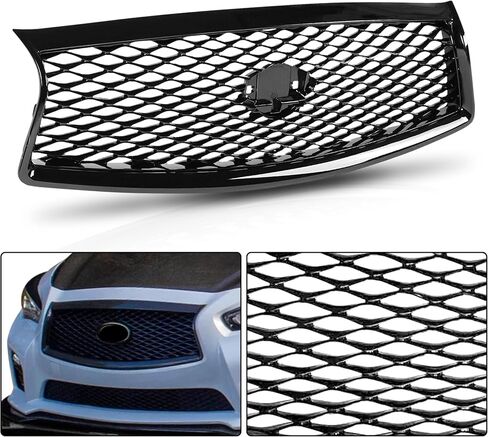 لعام 2014 2015 2016 2017 Infiniti Q50 Front Pumper Grille Grille Grille Grille Mesh Mesh Grill W/Hole 623104HB1B in Kuwait