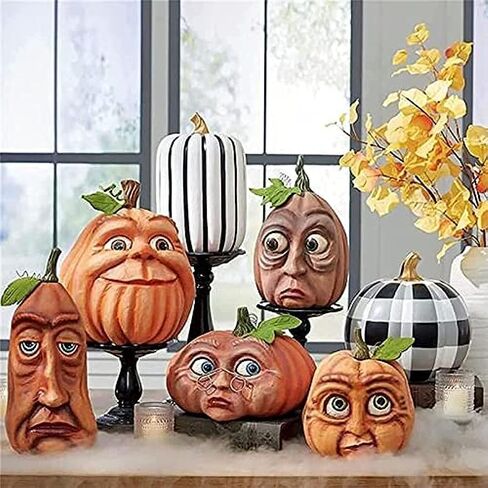 Expressive Pumpkin Family Halloween Decorations, Pumpkin Lantern Venue Props for Haunted House Bar Party in Saudi Arabia