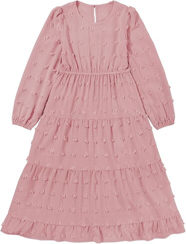 Blibean Tween Girls Fall Dresses Maxi Long Sleeve Polka Dot Outfits مع جيوب من 6 إلى 15 عامًا in Kuwait