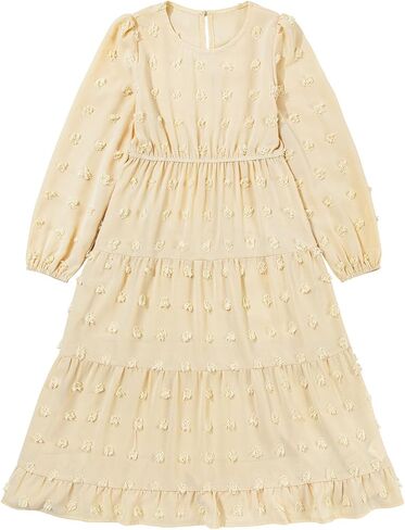 Blibean Tween Girls Fall Dresses Maxi Long Sleeve Polka Dot Outfits مع جيوب من 6 إلى 15 عامًا in Kuwait