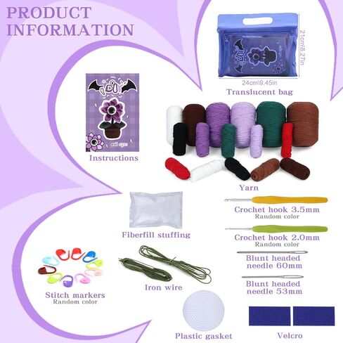 Yizzvb Crochet Kit for Beginners, 5 Pcs Coasters Plant Pot Crochet Start Kit for Adults, Complete Knitting Crochet Supplies with Step-by-Step Instruction, Crochet Hooks, Yarn for DIY Craft Supplies in Kuwait