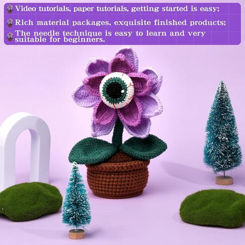 Yizzvb Crochet Kit for Beginners, 5 Pcs Coasters Plant Pot Crochet Start Kit for Adults, Complete Knitting Crochet Supplies with Step-by-Step Instruction, Crochet Hooks, Yarn for DIY Craft Supplies in Kuwait