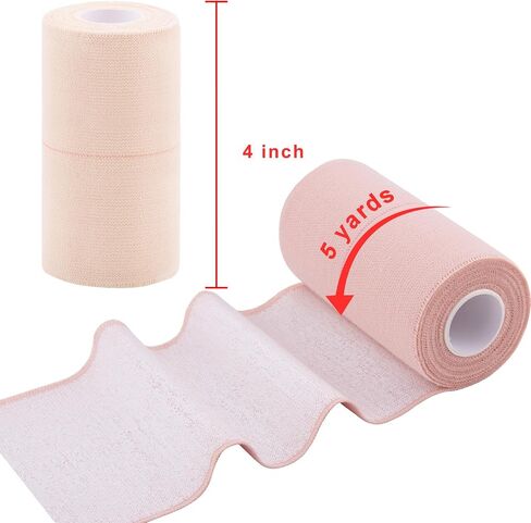 BQTQ 6 Rolls Elastic Adhesive Tape 4 Inch Elastic Bandage Wrap Self Adhesive Wound Wrap Self Adherent Stretch Bandage Sports Tape Elastic Tape Bandage for Wrist Ankle Swelling Sprains (Beige) in Kuwait