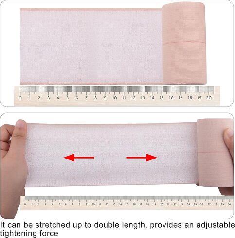 BQTQ 6 Rolls Elastic Adhesive Tape 4 Inch Elastic Bandage Wrap Self Adhesive Wound Wrap Self Adherent Stretch Bandage Sports Tape Elastic Tape Bandage for Wrist Ankle Swelling Sprains (Beige) in Kuwait
