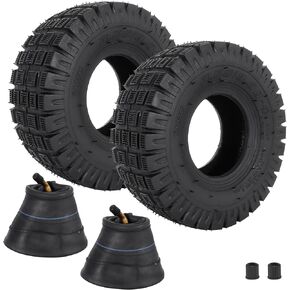 3.00-4 260x85 10x3 Tires and Inner Tube For Off-road Go Kart, ATV, Scooter, E300, E325, Goped, 4 Wheeler Vehicle, Utility Dolly, Hand Truck Tires,Tire Tubes With TR87 Bent Angled Valve Stem 2 Sets