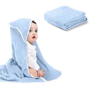 Baby Hooded Towels for Babies and Toddlers, Muslin Baby Bath Towel Soft and Absorbency for Boys and Girls (Pure White 1 Pack)