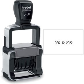 Trodat 5430 Professional Self-Inking Date Stamp - Black Ink