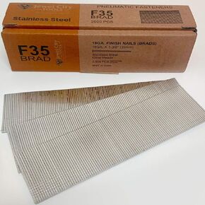 2,500 Stainless Steel 18 Gauge 18Ga 1-3/8 inch 35mm Brad Nails F35 18G 1 3/8 Inch SS,J-F35-SS-25