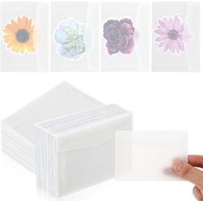 50 PCS Glassine Envelopes for Stamps, 3.9 × 2.7 Inch Glassine Paper Bags Stamp Envelopes, Clear Envelopes Stamp Collecting Supplies for Storing Photos, Stamps, Lottery Tickets, Badges, Postcards