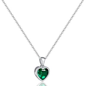 925 Sterling Silver Ruby Heart Necklace Red Pendant Necklace for Women Handmade Love Birthstone Necklace for Valentines Day