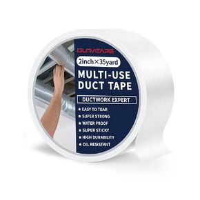 Duct Tape Heavy Duty 2in/105ft/35yd Water Resistant, Tear by Hand with No Residue Strong Adhesive Duct Tape for General Repairs and Professional Use (White, 2-Inch by 35-Yards (1-Pack))