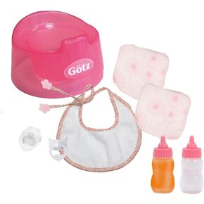 Gotz Basic Care Potty Training Set for Baby Dolls up to 16.5" - Includes Potty, Bib, Diaper, Milk Bottle and Juice Bottle