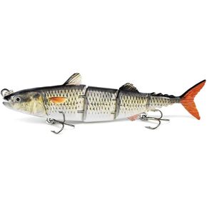 ODS Tuna Fishing Lure 4 Segment Jointed Swimbait with Treble Hooks for Freshwater and Saltwater Sinking