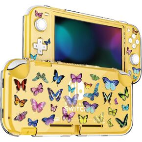DLseego Butterfly Clear Protective Case for Switch Lite 2019 Version, Dockable Hard Shell Cute Anti-Scratch All-Round Protection Cover Case for Games Accessories- Black 2 in Kuwait