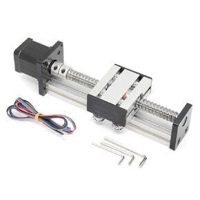 Zeberoxyz 1PCS Linear Rail Guide Ballscrew SFU1605 with NEMA17 Stepper Motor, 100mm Effective Stroke Length for DIY CNC Router Parts X Y Z Linear Stage Actuator (Size:100mm)