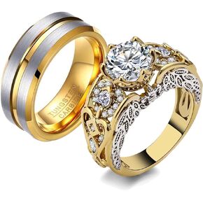 2 Rings Couple Rings Bridal Sets Black Rings Red Cz Womens Wedding Ring Wing Ring Titanium Steel Man Wedding Bands
