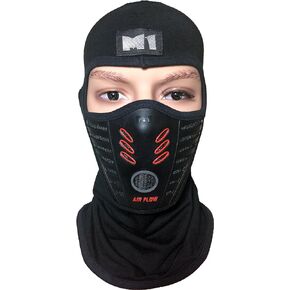 M1 Full Face Cover Balaclava Protection Filter Rubber Ski Dust Mask (BALA-FILT-RUBB-BKRD) Black