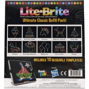 حزمة إعادة التعبئة Lite Brite Ultimate Classic - موضوع الاحتفال - 10 قوالب قابلة لإعادة الاستخدام - حصريًا من Amazon، أسود