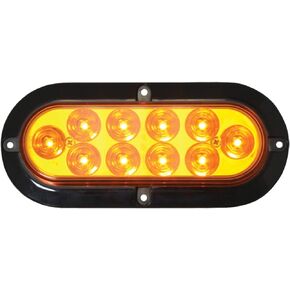 Grand General 76871 LED Light (Mega 10 Plus Oval Amber/Clear with Black Flange and 3 Wires), 1 Pack