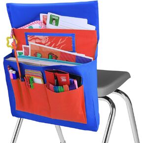 Chairback Buddy Pocket Chart, Seat Organizer for Classroom, Classroom Chair Pockets, Seat Storage Pocket with 6 Storage Pocket and Student Name Tag (Red)