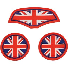 Mini F55 F56 Car Cup Coaster, Set of 3 Anti-Slip Coaster Storage Box Silicone Shockproof Mat for Mini Cooper Hatchback F55 F56 Cup Holder Car Accessories (Black Flag)