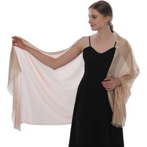 LMVERNA Sparkling Metallic Shawls and Wraps for Evening Dresses Wedding Fringed Shawl Wrap Scarf for Women