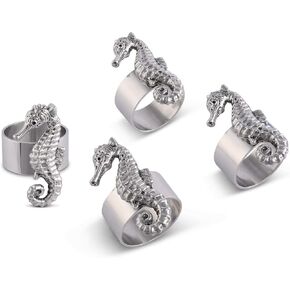 Arthur Court Designer Quality Metal Sea Horse Napkin Rings, Set of 4 - Perfect for Beach House Decor, Coastal Chic Decor, Nautical Decor in Saudi Arabia