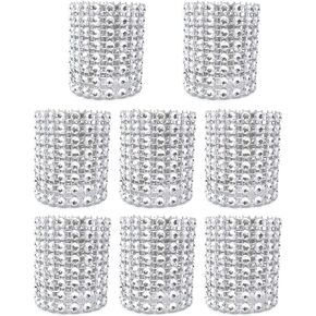 Honbay 50PCS Silver Imitation Diamond Rhinestone Napkin Rings Holder Bling Bling Decoration for Party Wedding or Dinner