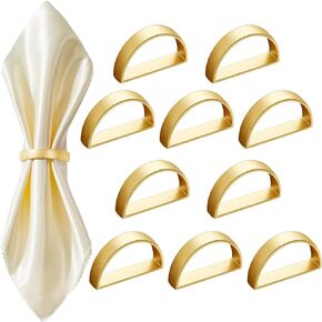 10pcs Gold Napkin Rings, Semicircle Metal Napkin Holder Buckles for Dinner Table Set, Decor for Christmas Thanksgiving Easter Holiday Birthday Wedding Party