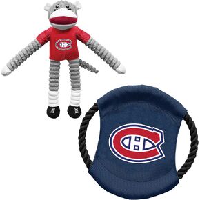 Littlearth Unisex-Adult NHL Montreal Canadiens Sock Monkey and Flying Disc Pet Toy Combo Set, Team Color, One Size