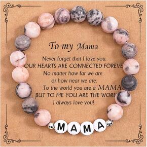 Lamyba Mothers Day Gift from Daughter Son Kids, Birthday Gifts for Mom Unique Bracelet for Mama, Natural Stones Chakra Bracelet Christmas Thanksgiving Day Presents For Women