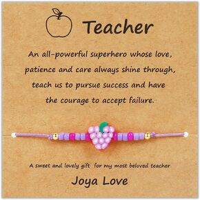 Teacher Appreciation Gifts Colorful Beaded Rope Bracelets For Women Handmade Clay Bead Wrist Cord Adjustable String Teacher Bracelets Cute Gifts For Women