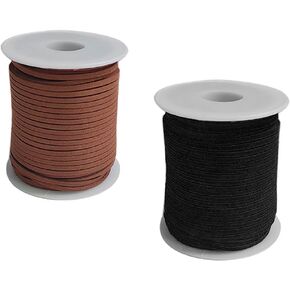 2 لفات من حبل الجلد السويدي، حبل من الجلد الصناعي، جلد صناعي من الدانتيل سويدي، حبل من الجلد الصناعي مع بكرة ملفوفة، حبل من الجلد السويدي المسطح من الدانتيل، سلك من الجلد السويدي الصناعي 2.5 مم in Kuwait