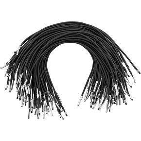 SUPERFINDINGS 100Pcs Black Elastic Barbed Cord with Metal Ends Elastic Cord with Barbs Elastic Barbed Cord Stretch Loop Band with Metal Barbs Fastener for Notebook Party Hat Mask 9.25inch