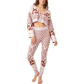 Free People Snow Bunny Two-piece Set for Women - Rayon-blend Fabric - Cropped-hem Top - Pull-on Style Bottom